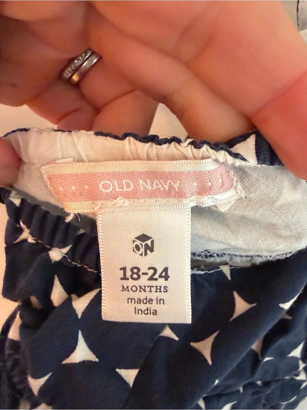 Old Navy Navy and White Geometric Halter Romper